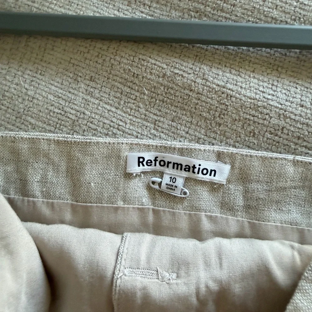 Reformation Antonia Linen Top in Oatmeal Size 10 - Picture 5 of 6